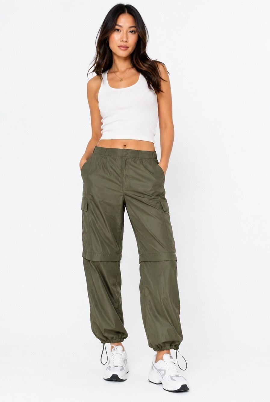 Parachute Jogger YMI High Rise All Day Cargo Pants Sz 9 Green Utility Gorpcore